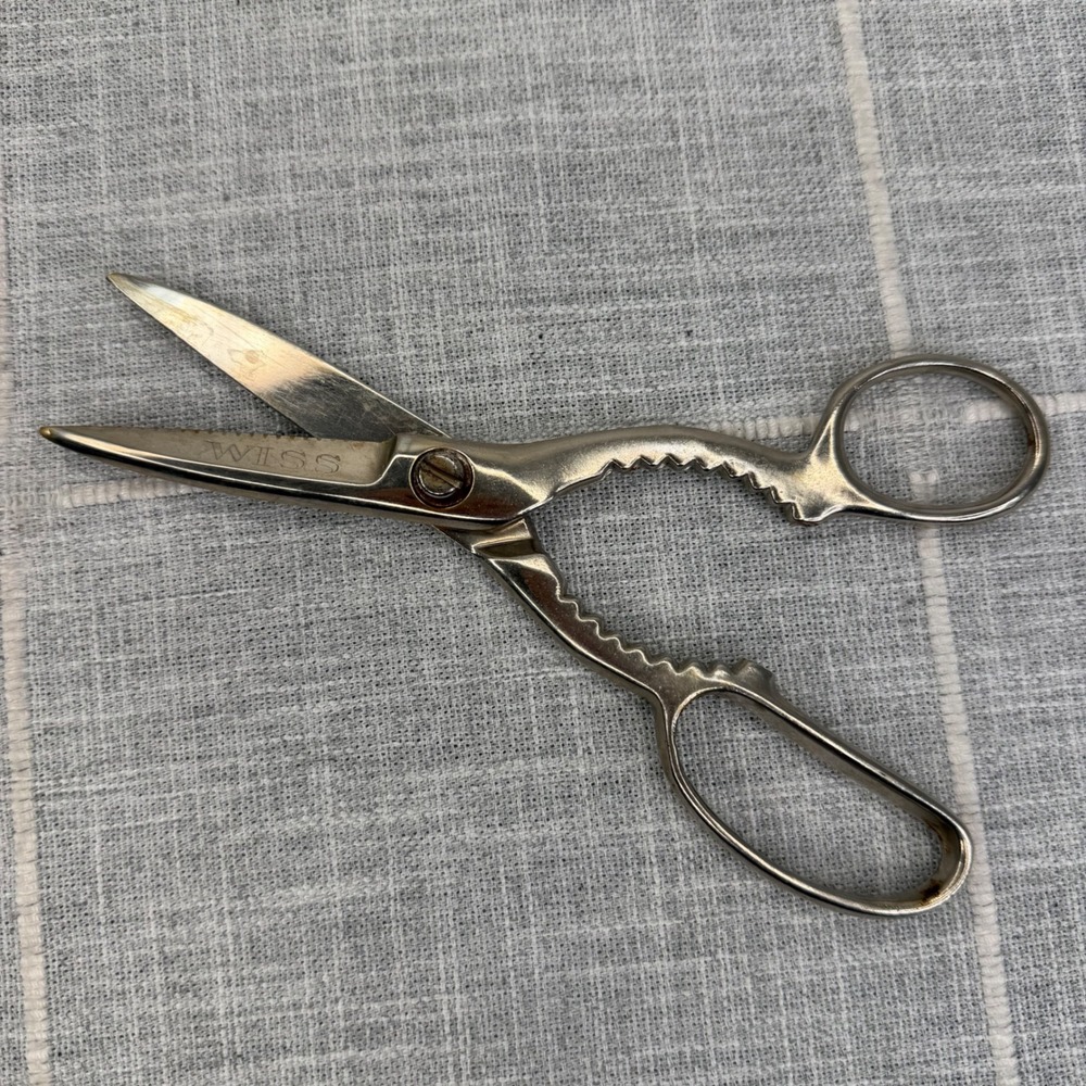 Vintage Wiss Kitchen Shears Scissors w/ Jar Claw Bottle Opener Handle KS USA